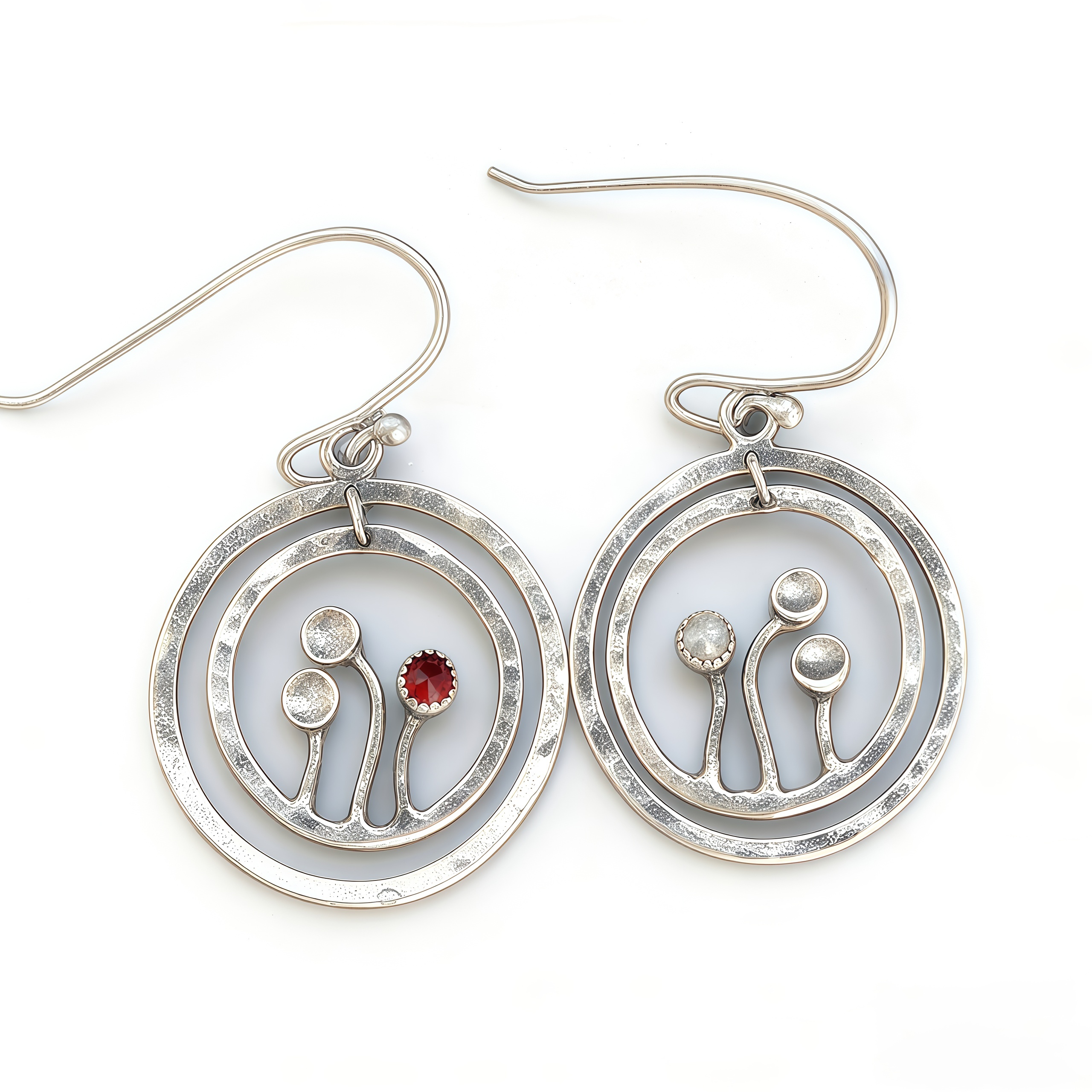Women's Vintage Silvery Hollow Double-Layer Circular Earrings